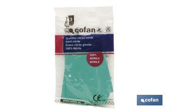 Guantes de nitrilo verde | Flocado de algodón interior | Elásticos y resistentes | Cómodos y seguros - Cofan